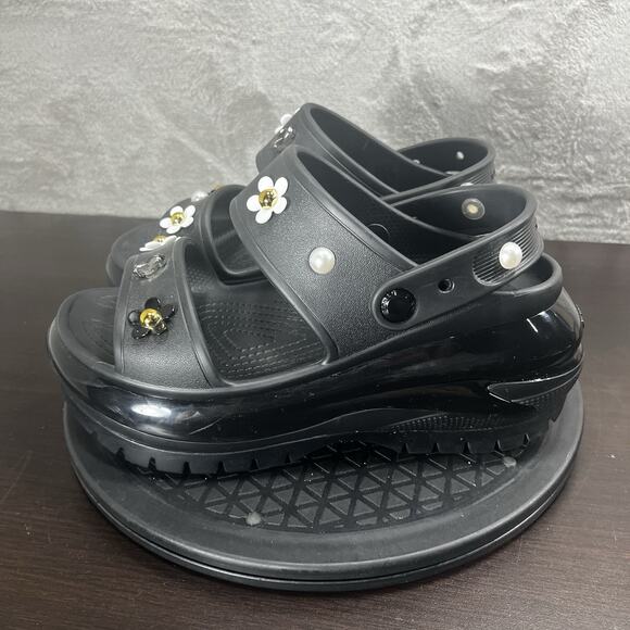 Crocs Womens Size 8 Classic Mega Crush Platform Black Slip On Comfort Sandals - Picture 3 of 10